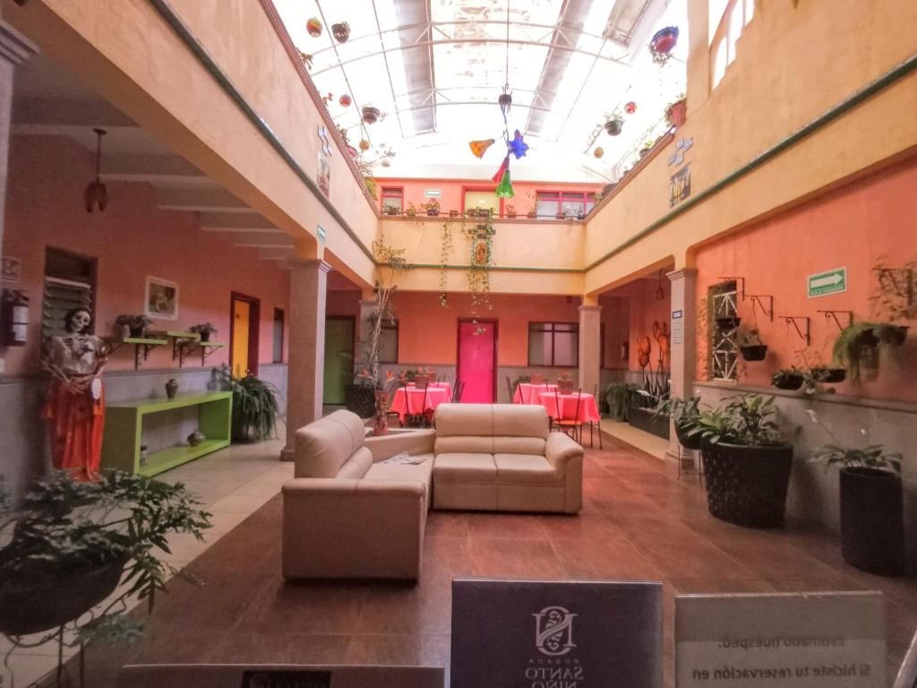 Open central lounge and planted courtyard